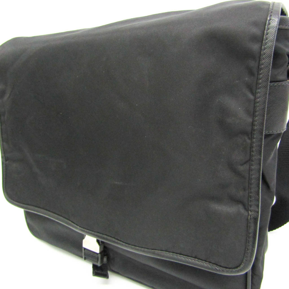 PRADA Black Leather Messenger Shoulder Bag - Picture 7 of 16